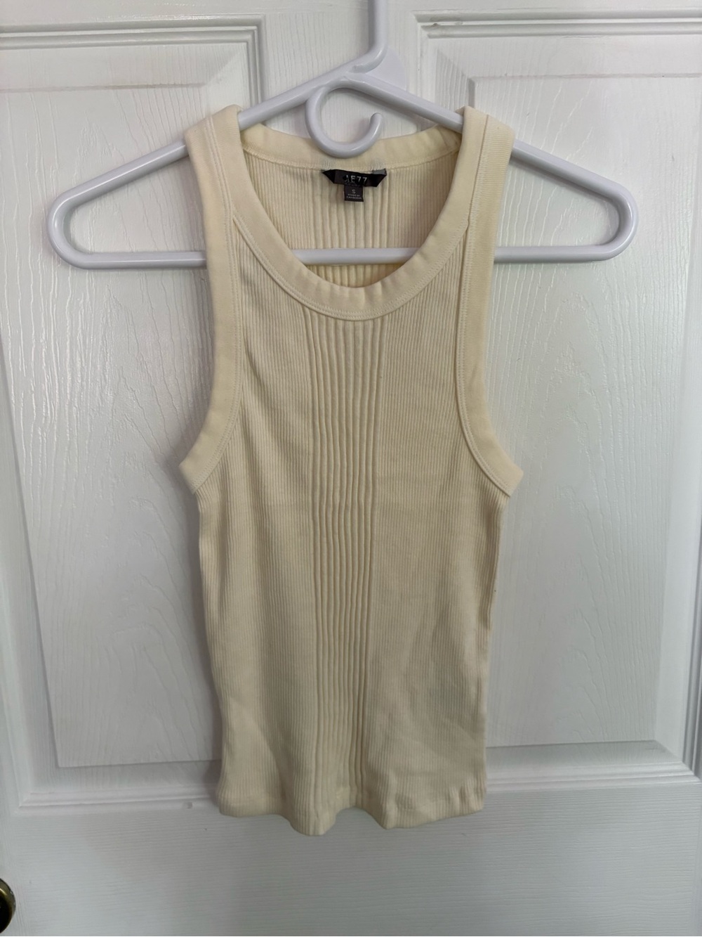 American Eagle Outfitters Cream Ribbed Racerback Tank Top